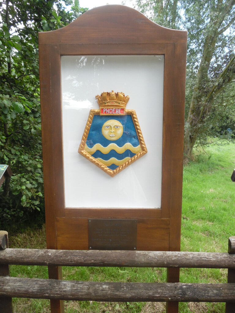 Board showing the HMS Phoebe badge at... © David Hillas :: Geograph ...