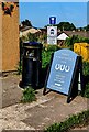 Three Horseshoes Inn direction board, Groesffordd, Powys