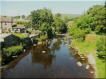 SD9390 : The River Bain downstream of the bridge, Bainbridge by Humphrey Bolton