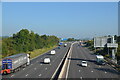 SJ8923 : M6 looking north to J14 from Aston Bank bridge by Rod Grealish