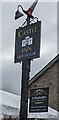 Name signs outside the Castle Inn, Llangors, Powys