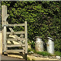 Milk churns on Holcombe Road