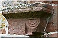 NY6323 : Bolton, All Saints Church: The Norman north doorway left capital by Michael Garlick