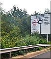 Sign on the approach to Glanbaiden Roundabout, Gilwern, Monmouthshire