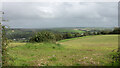 A panoramic view with Huntshaw Cross in the center of the image