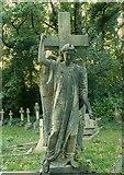 SE2639 : Angel and cross memorial in the old part of Lawnswood Cemetery by Humphrey Bolton