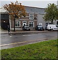 Trees, cars and houses, Market Square, Brynmawr