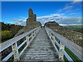 SO2296 : Footbridge to the ruins of Montgomery Castle by Graham Hogg