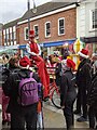 SO9670 : Man on stilts on a bike at the Bromsgrove Christmas Market by Roy Hughes