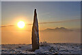 NT5934 : A winter sunset at Bemersyde Hill standing stone by Walter Baxter