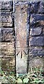 Benchmark on stone post in wall on northwest side of Leeds & Liverpool Canal