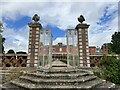 Gate in formal gardens at Hartpury House