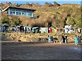 Beach Huts at Coldingham Sands on New Year’s Day 2024