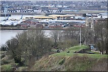 TQ7568 : Fort Amherst ramparts, with view across the Medway by David Martin