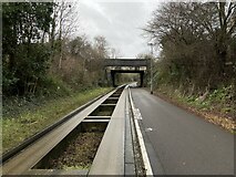 TL4454 : Guided busway / Shelford Road bridge by Mr Ignavy