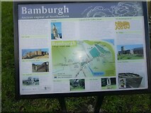 NU1834 : Information board in Bamburgh village by Jeremy Bolwell