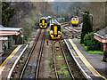 Trains passing at Crediton