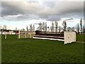 TF9228 : Fence and winning posts at Fakenham Racecourse in Norfolk by Richard Humphrey