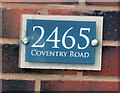 Numberplate at 2465 Coventry Road