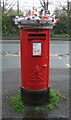 Yarn bombed Elizabeth II postbox on Northwich Road, Weaverham