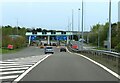 The M6 Toll slip road approaches a toll plaza