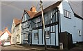 Tudor house and rainbow on Queen Street, Castle Hedingham