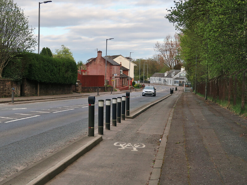 Cycle lane and the A74 at Broomhouse © wrobison :: Geograph Britain and ...