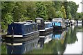 Moored narrowboats at Bourne End