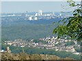 Distant view to Leeds City skyline from Dove Hall near Baildon