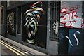 View of street art on the side of N V Barbers from Plough Yard #2