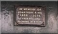 Jonathan King Memorial Plaque on Pilning railway station