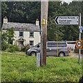 Direction sign in Cwmbach 5 miles from Painscastle