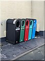 Five bins, High Street, Raglan, Monmouthshire