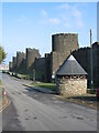 Bus shelter in Mount Pleasant and the town walls