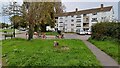 Grass and flats at the end of Colne Avenue