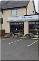 Picnic tables outside The Post Room, Croesyceiliog, Cwmbran