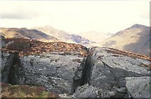 NN2304 : Landslip chasms, Ben Donich by Richard Webb