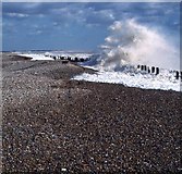 TQ9216 : Waves breach the sea defences by Barry Yates
