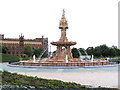 The restored Doulton Fountain, Glasgow Green with Templeton