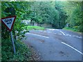 Junction of Henhurst Cross Road (foreground) with Beare Green Road (ahead/right)