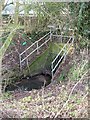 Pix Brook goes underground.  Footbridge over?