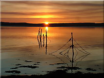 NX4757 : Sunset over the Point Nets at Creetown on the River Cree by John Lindsay