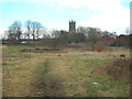 Church across a field