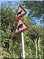 Warning road signs near Rhyd-y-Pandy