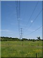 Pylons over open countryside