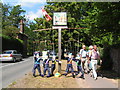TQ6331 : Thunderbirds on the village sign. by N Chadwick