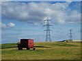 NT9925 : Red trailer with pylons by Eileen Henderson
