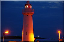 J5980 : Donaghadee lighthouse at twilight by Albert Bridge