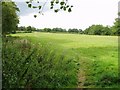 Footpath across the fields from lake