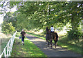 Leading horses down the drive from Pirnie House